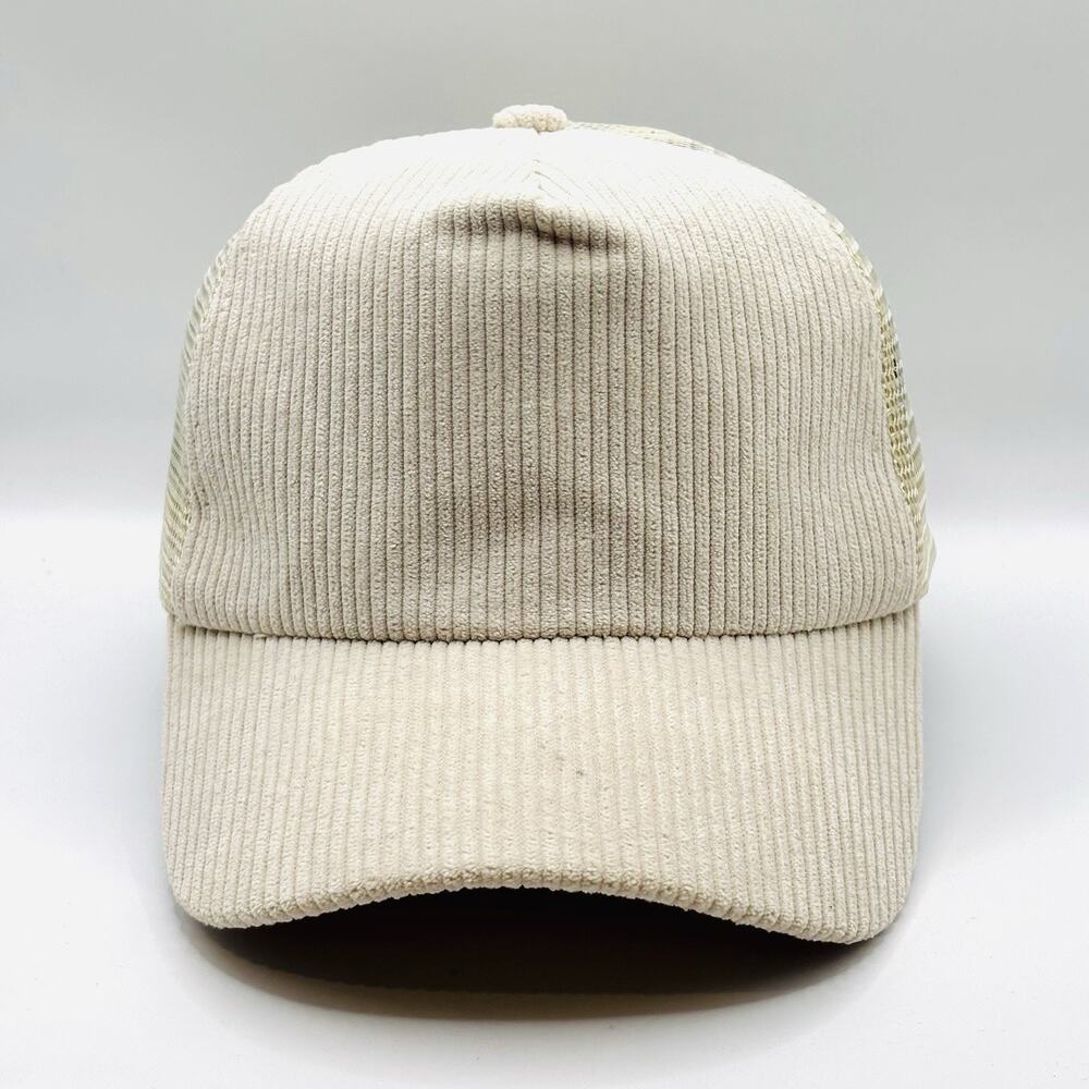 Free People Corduroy Mesh Trucker Hat Tan Beige Adjustable
